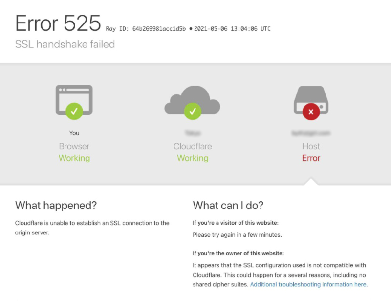 Error 525 SSL handshake failed Error 525 SSL handshake failed